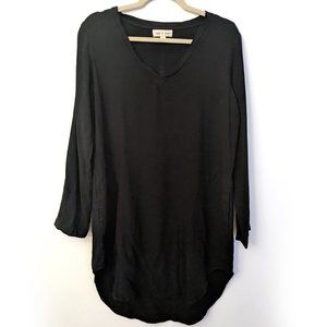 Cloth & Stone Black Tunic Shirt Dress Size M Long Sleeve Side Pockets, Size M